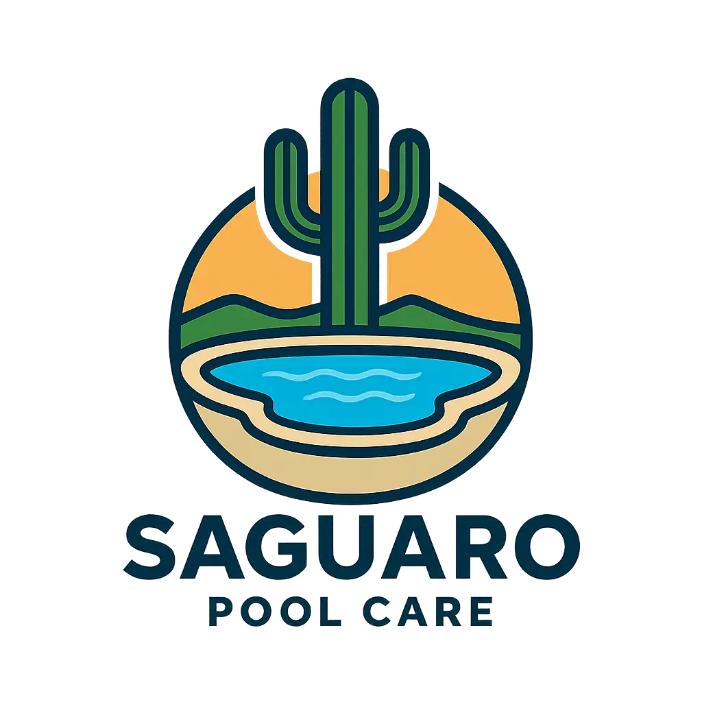 Saguaro Pool Care logo and cactus pool icon